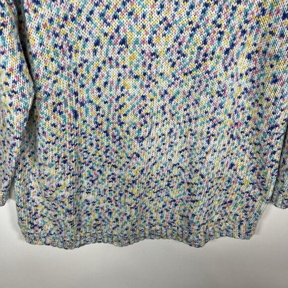 Talbots Sweater Top Womens Large White Purple Chunky Knit Pastel Casual Rainbow - Picture 4 of 7
